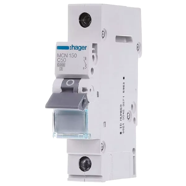 Hager MCN150 Автоматичний вимикач 1P 6kA C-50A 1M