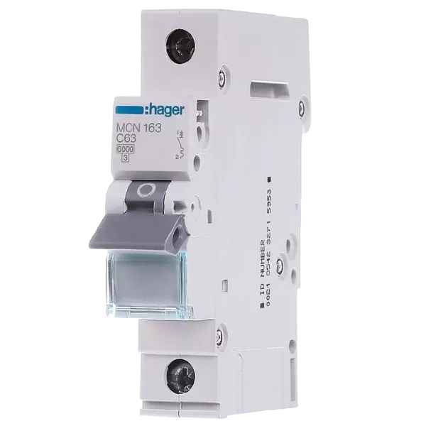 Hager MCN163 Автоматичний вимикач 1P 6kA C-63A 1M