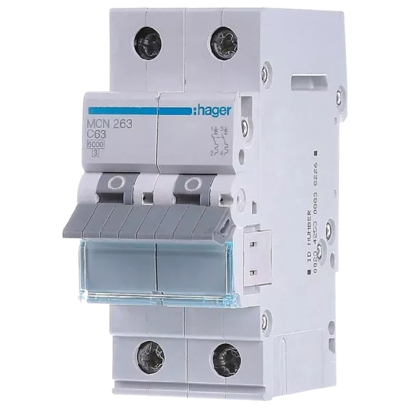 Hager MCN263 Автоматичний вимикач 2P 6kA C-63A 2M