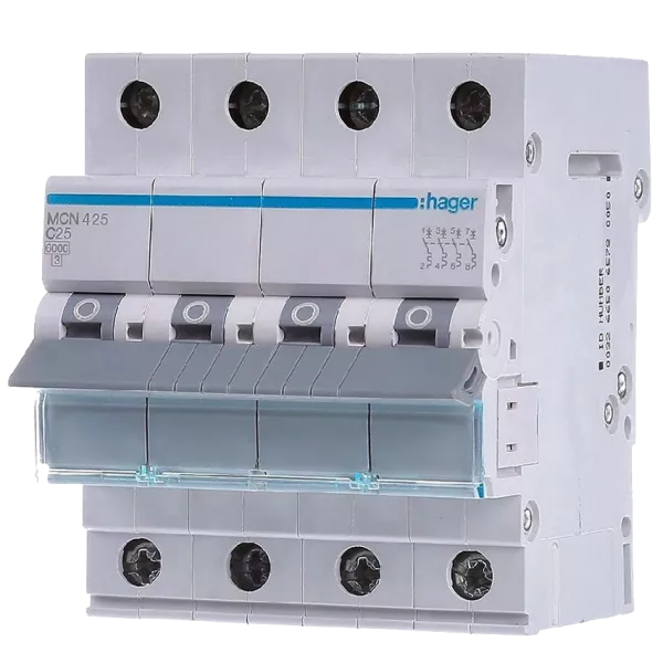 Hager MCN425 Автоматичний вимикач 4P 6kA C-25A 4M