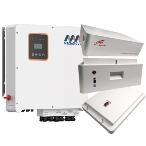 Ritar LFP51.2V100Ah-HV-5 шт + СК до АКБ + інв. Megarevo R12KH3-P + підставка до АКБ б/к Система безперебійного живлення трифазна