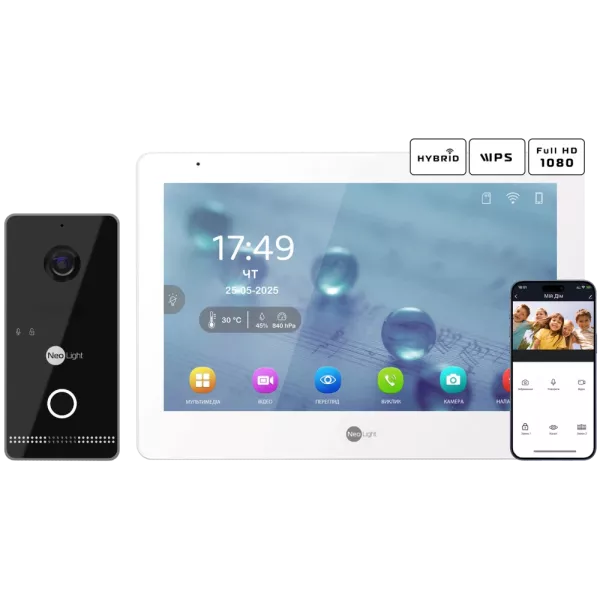 Neolight MEZZO Hybrid + OPTIMA IPW Black Комплект відеодомофону