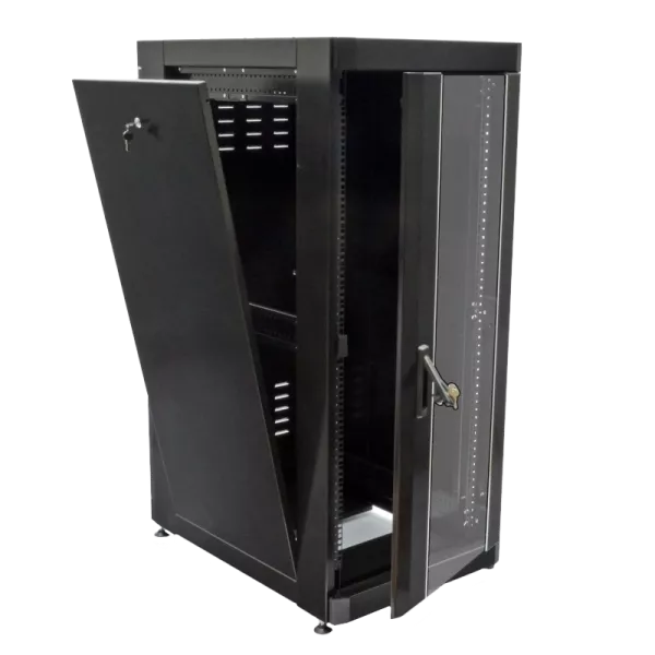 19" 28U, 610х865 мм Шафа посилена, перфоровані двері (66%), чорна