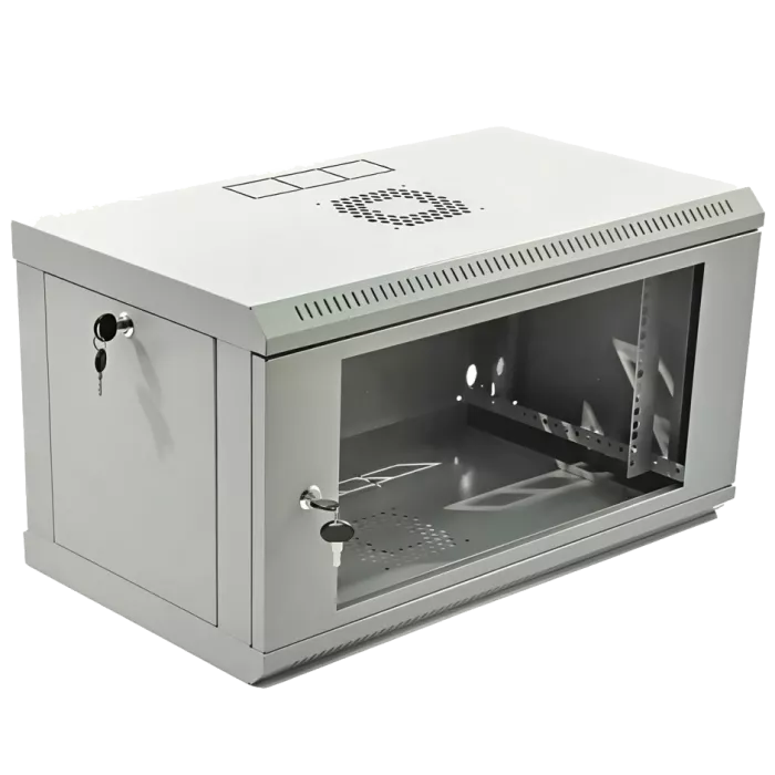 19" 6U, 600x400x373мм акрилове скло, сіра Шафа