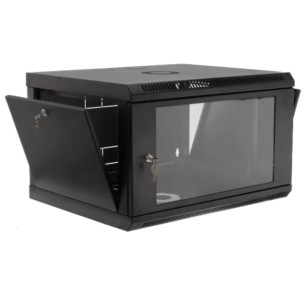 19" 6U, 600x500x373мм акрилове скло, чорна Шафа