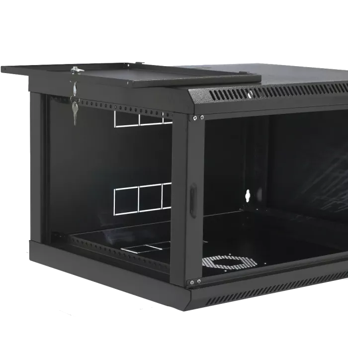 19" 6U, 600x500x373мм акрилове скло, чорна Шафа