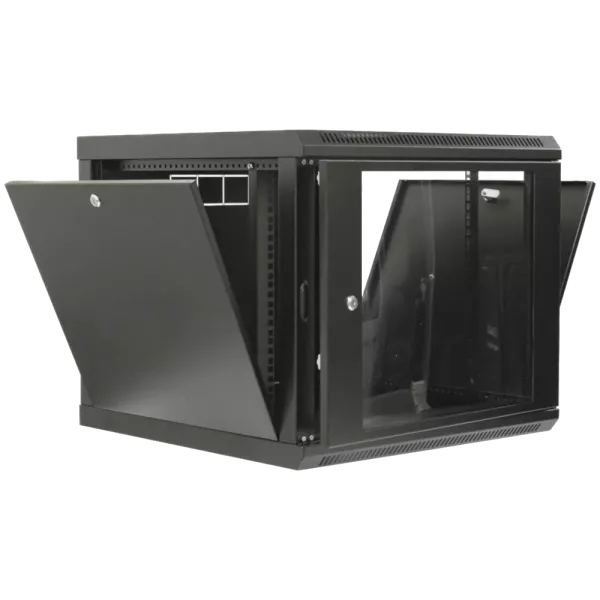 19" 9U 600x600x507мм акрилове скло чорна Шафа