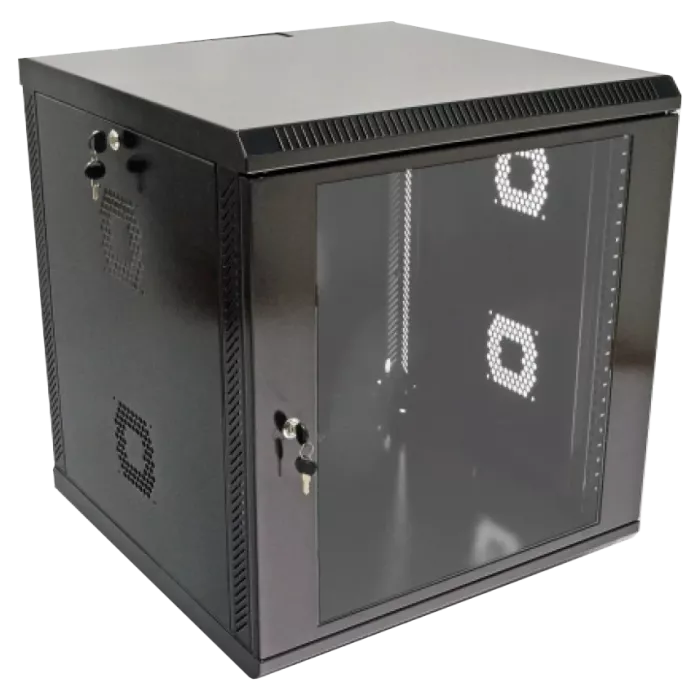 19"12U, 600х600х640 мм Шафа акрилове скло чорна