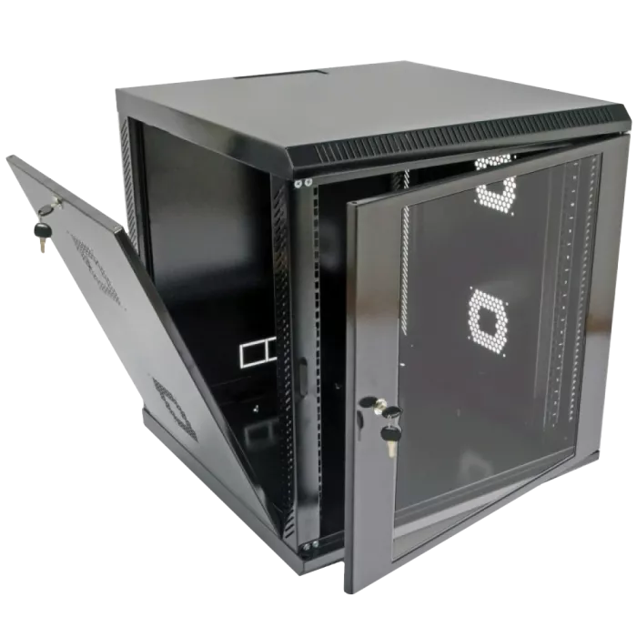 19"12U, 600х600х640 мм Шафа акрилове скло чорна