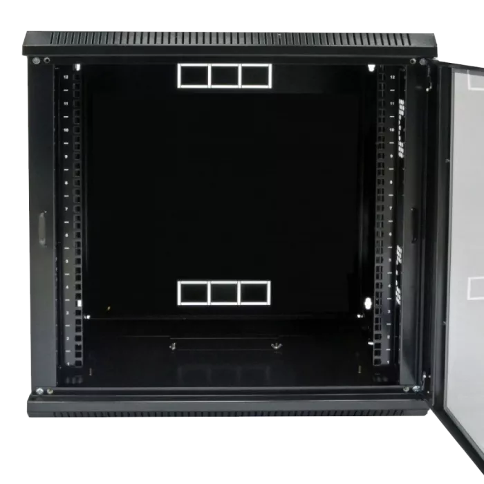 19"12U, 600х600х640 мм Шафа акрилове скло чорна