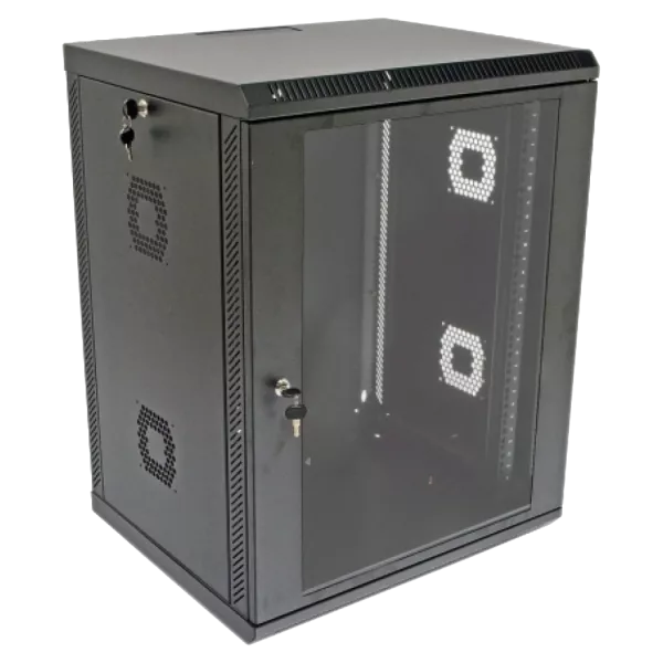 19"15U, 600х500х773 мм Шафа акрилове скло чорна