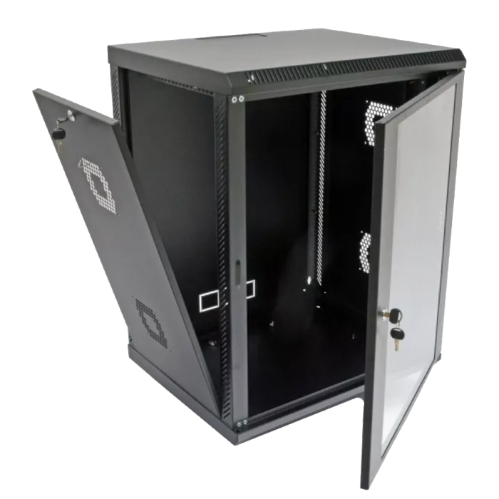 19"15U, 600х500х773 мм Шафа акрилове скло чорна