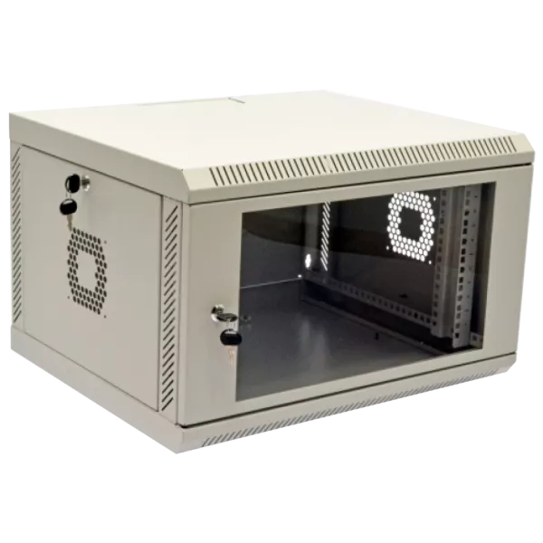 19" 6U, 600х500х373 мм акрилове скло сіра Шафа