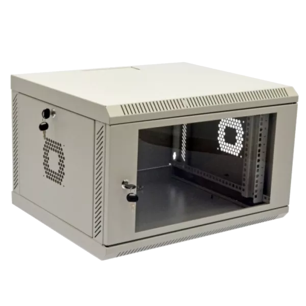 6U Шафа 19" , 600x500x373мм (Ш*Г*В), економ, акрилове скло, сіра