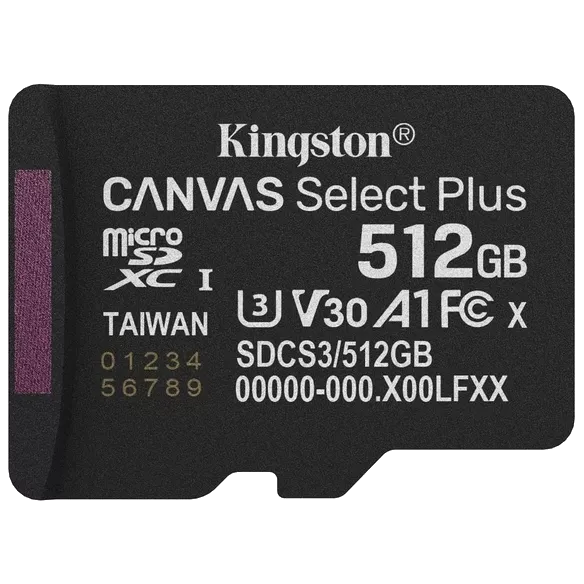 MicroSDXC 512GB UHS-I Class 10 Kingston Canvas Select Plus R150MB/s (SDCS3/512GBSP) Модуль флеш-пам'яті