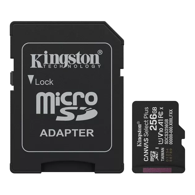 Kingston microSD 256GB C10 UHS-I A1 V10 R150MB/s + SD Карта пам'яті