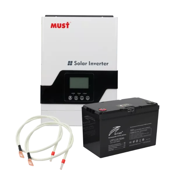 MUST PV18-1012VPM 100Ah Комплект акумулятор + інвертор, кабелі у подарунок