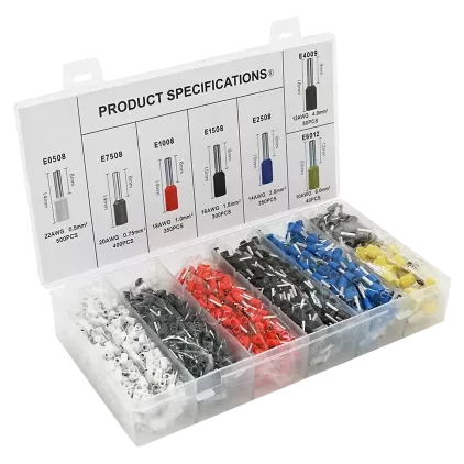 (E0508-500 E2508-250,E1008-350,E1508-300,E4009-60,E7508-400,E6012-40) Набір клем/наконечників 1900шт
