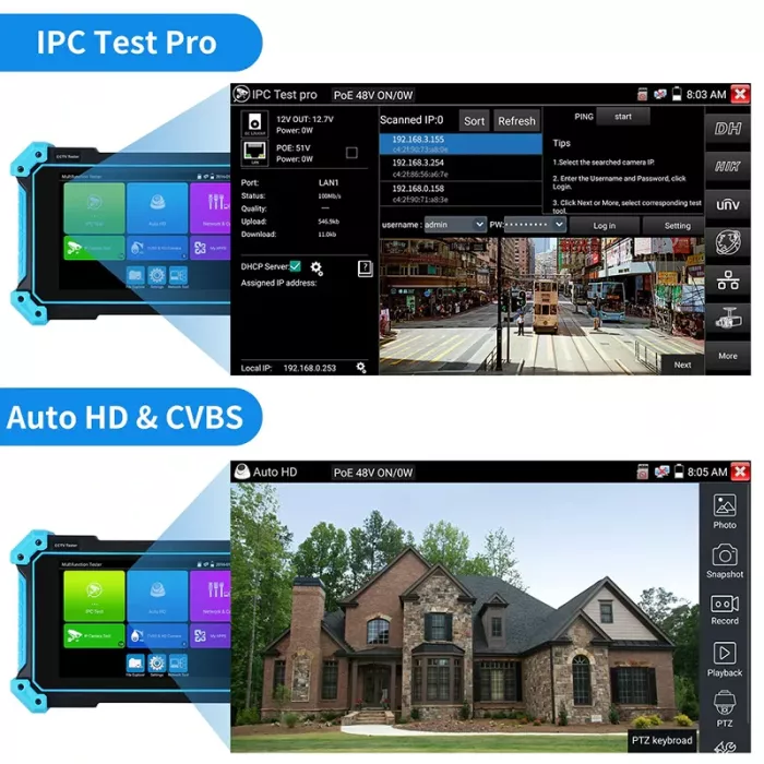 NOYAFA NF-IPC715 IP, аналог, HD-Coax, HDMI, VGA Тестер камер видеонаблюдения