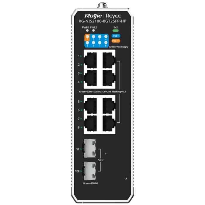 Ruijie Reyee RG-NIS2100-8GT2SFP-HP PoE++ Комутатор 8 портів керований