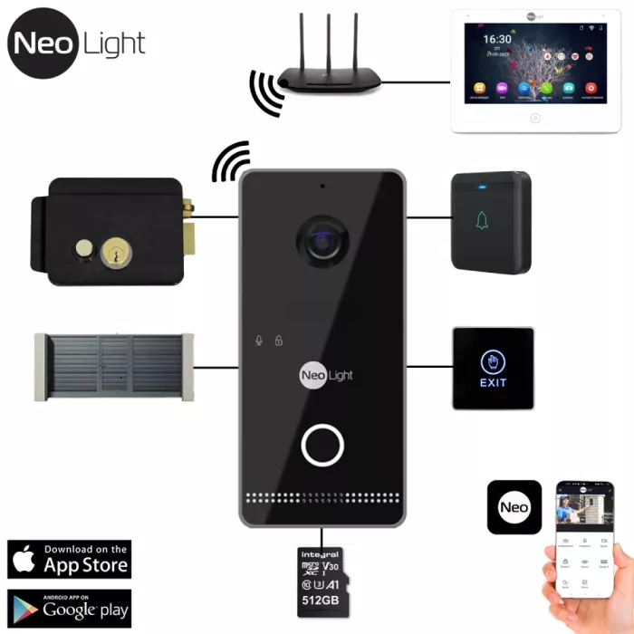 Neolight MEZZO Hybrid Black + OPTIMA IPW Black Комплект відеодомофону