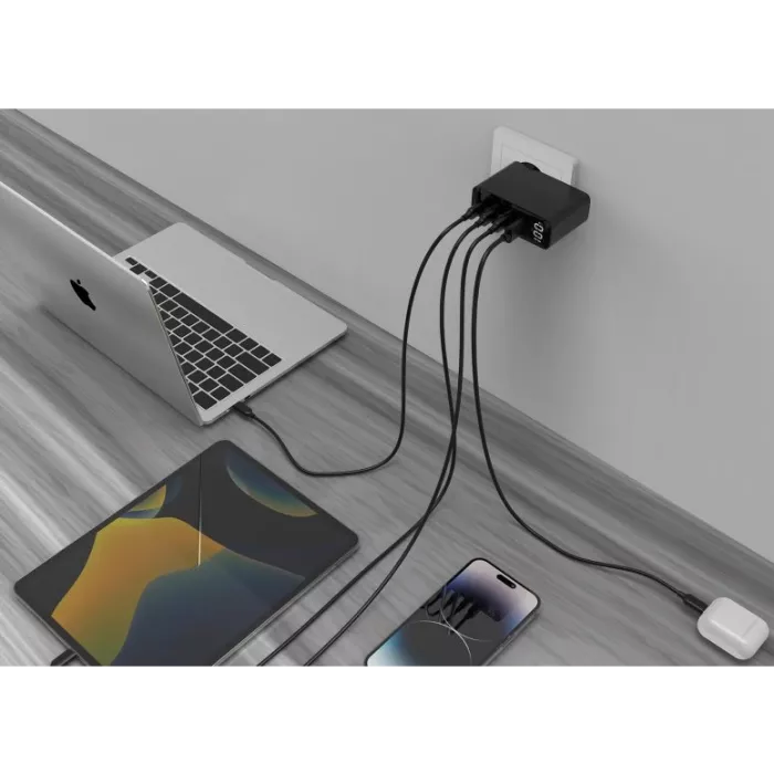 Gembird TA-UC-PDQC100LCD-01-BK PD 100W Зарядний пристрій