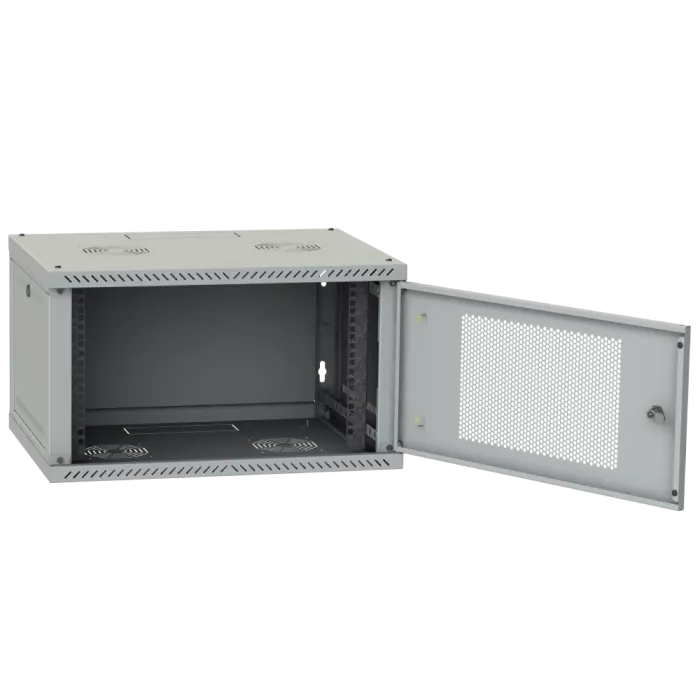 IPCOM 4U 600x350 двері перфорація (сіра) Шафа телекомунікаційна