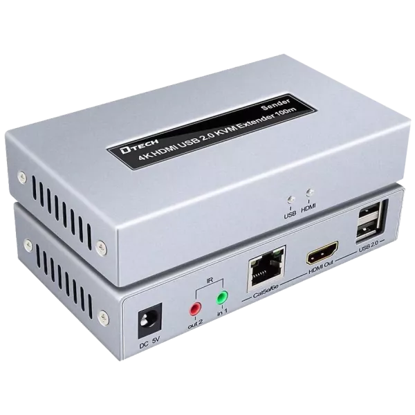 Dtech DT-7051 4K HDMI і USB 2.0 KVM 100м Модуль подовжувач