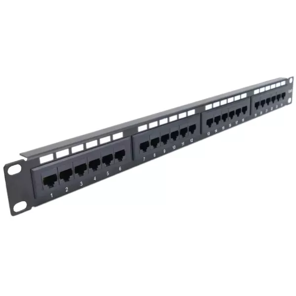 PP-KUTP24-NM-CM Патч-панель 24-портова стійка 19" з менеджментом кабелю, UTP кат. 5Е