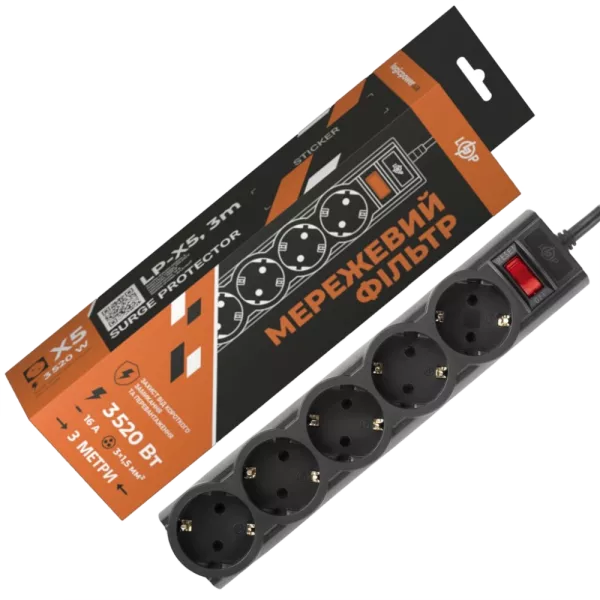 PREMIUM LP-X5-3 Black Подовжувач мережевий (фільтр)