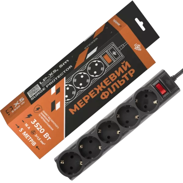 PREMIUM LP-X5-5 Black Подовжувач мережевий (фільтр)