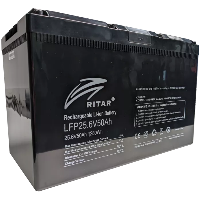 Ritar LFP25.6V50AH G3 с системой подогрева и bluetooth Акумуляторна батарея