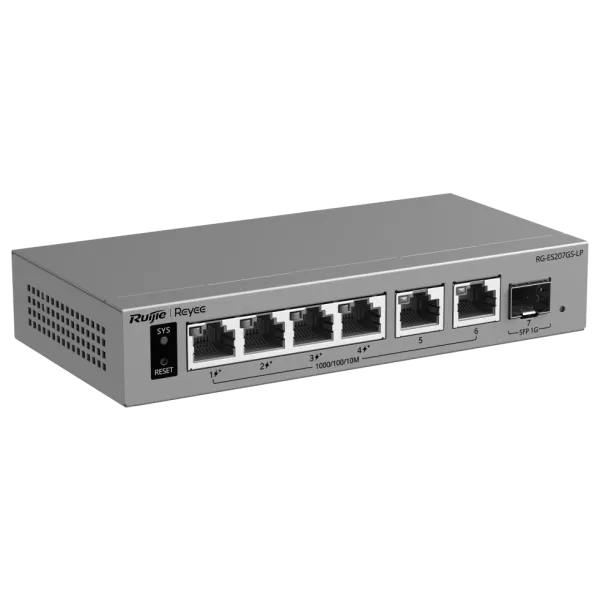 Ruijie RG-ES207GS-LP PoE Комутатор 6 портів керований хмарно