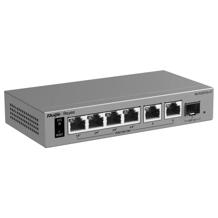 Ruijie RG-ES207GS-LP PoE Комутатор 6 портів керований хмарно