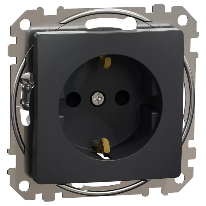 Schneider Electric Sedna Design & Elements SDD114022 Розетка с заземлением и шторками Черный Sedna Design