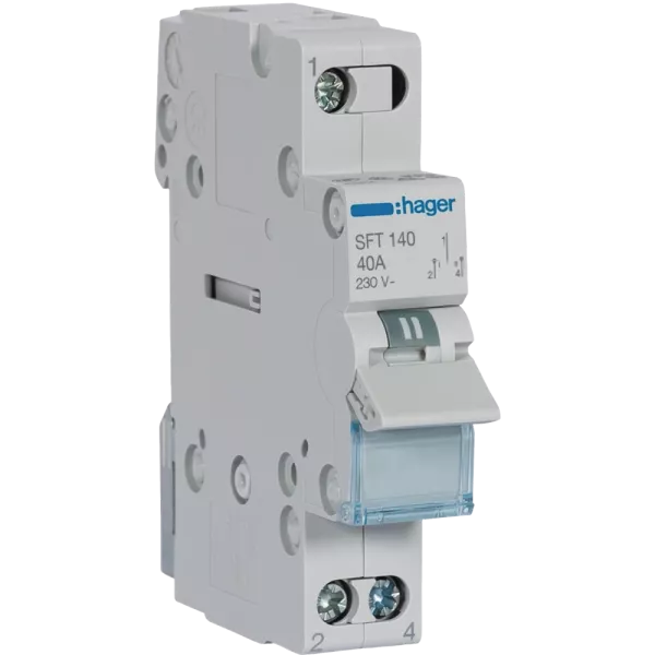 Hager SFT140 I-0-II з загальним виходом зверху, 1-пол., 40А/230В Перемикач