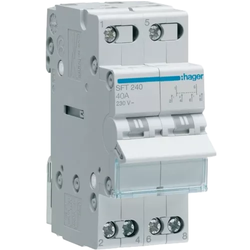 Hager SFT240 Перемикач I-0-II з загальним виходом зверху, 2-пол., 40А/230В