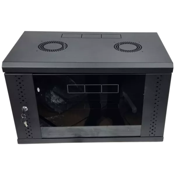 EServer 6U 600х500х370 скло, чорна Шафа