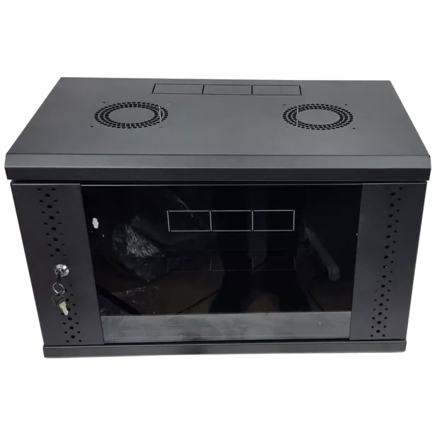 EServer 6U 600х500х370 скло, чорна Шафа