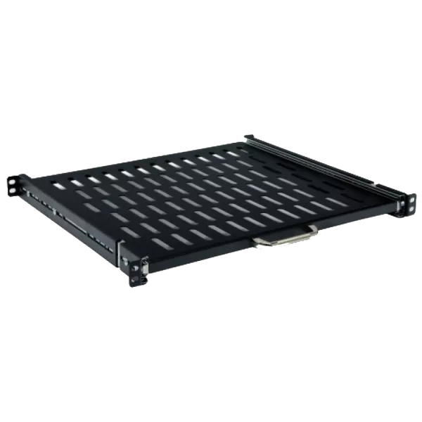 19" 400мм глибина Полка висувна чорна (400 .. 600мм кріплення)