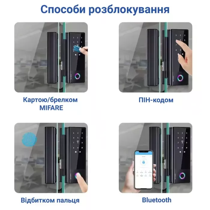 SEVEN LOCK SL-7776BF black Розумний біометричний замок на скляні двері
