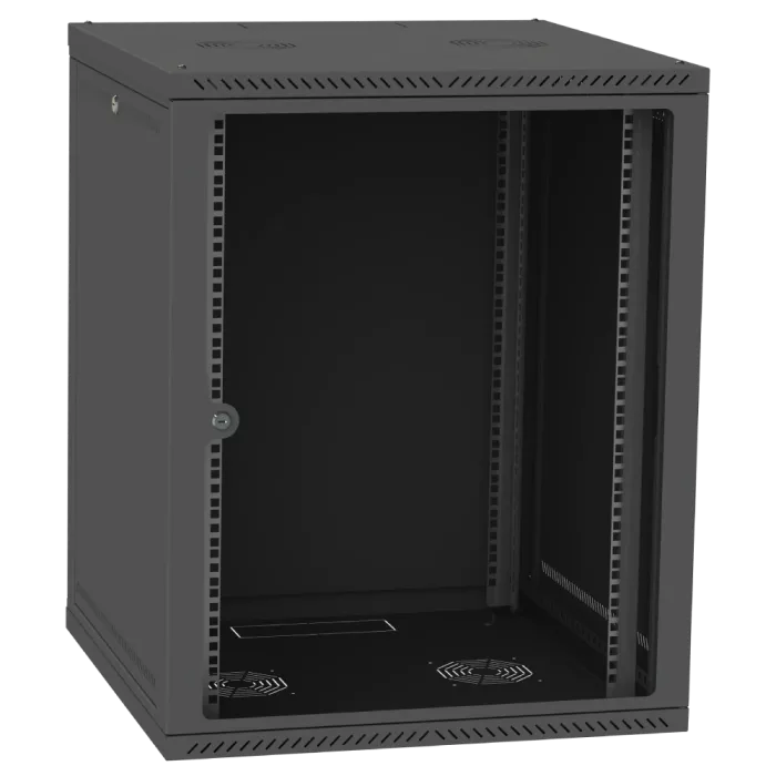 IPCOM СН-15U 600х450 стекло RAL9005 Шафа серверна
