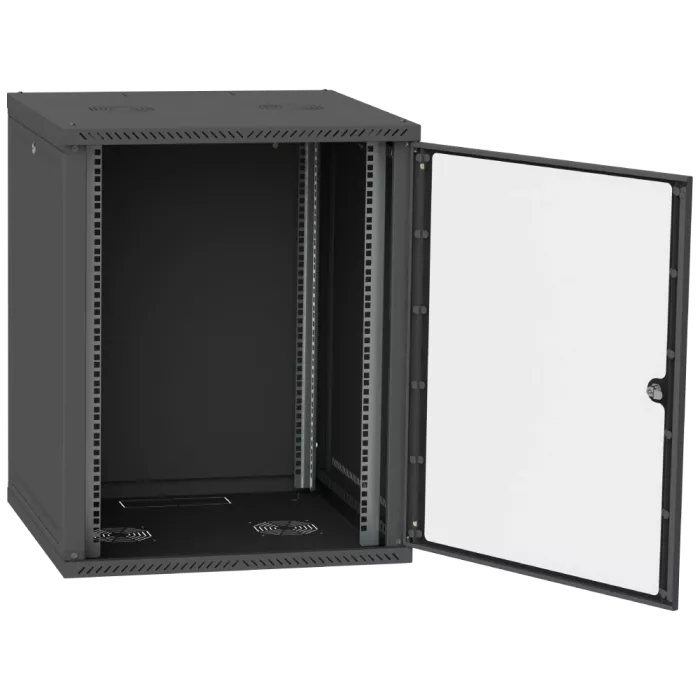 IPCOM СН-15U 600х450 стекло RAL9005 Шафа серверна