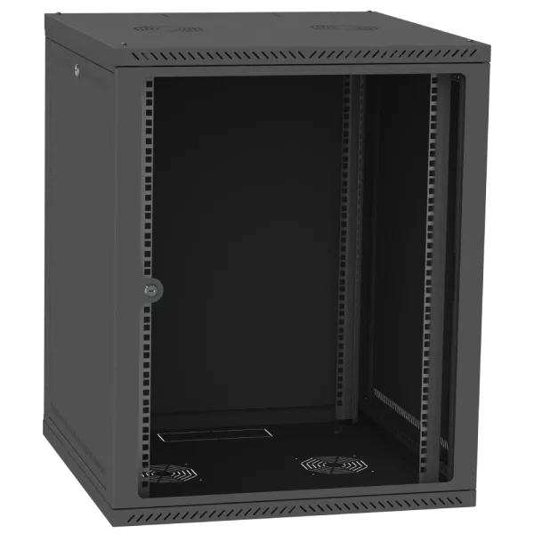IPCOM СН-18U 600х600 Шафа телекомунікаційна двері скло (чорна)