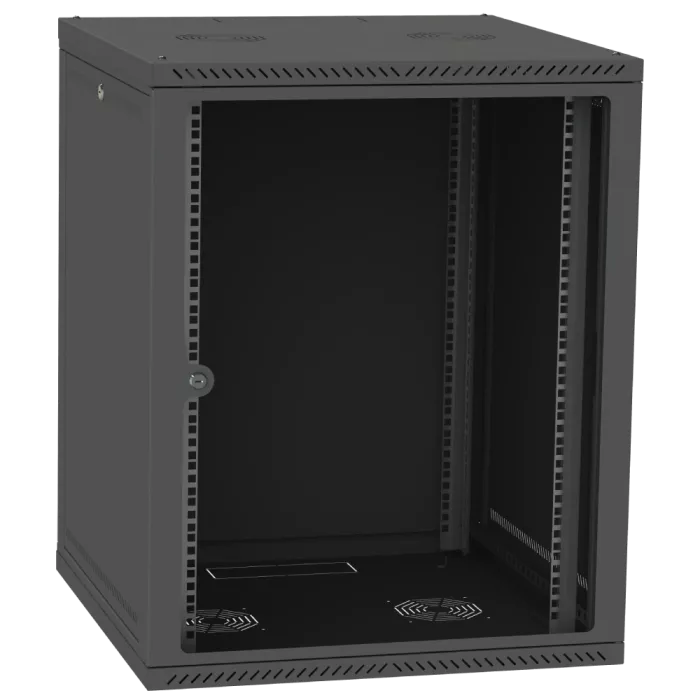 IPCOM СН-18U 600х600 Шафа телекомунікаційна двері скло (чорна)