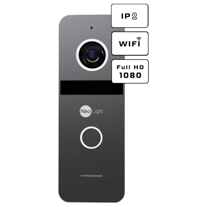 Neolight ALPHA Hybrid Black + SOLO IPW Graphite з кутком, PoE адаптер для панелі виклику Комплект відеодомофону
