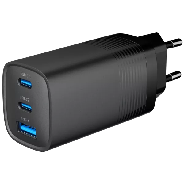 Gembird TA-UC-PDQC65-01-BK (USB Type A + USB Type C) Мережевий зарядний пристрій