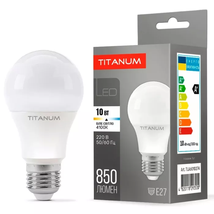 TITANUM А60 10W E27 4100K 220V LED лампа