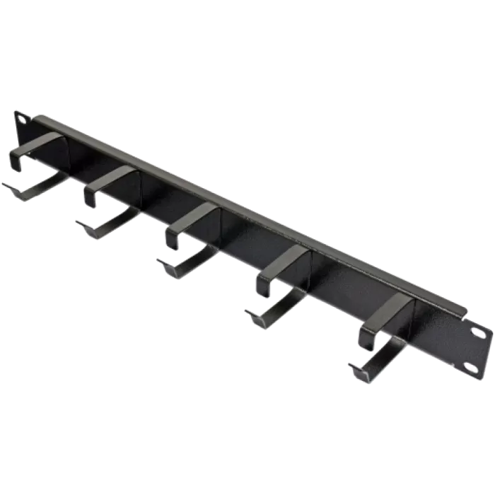 1U з 5 металевими кільцями, чорний Кабельний організатор