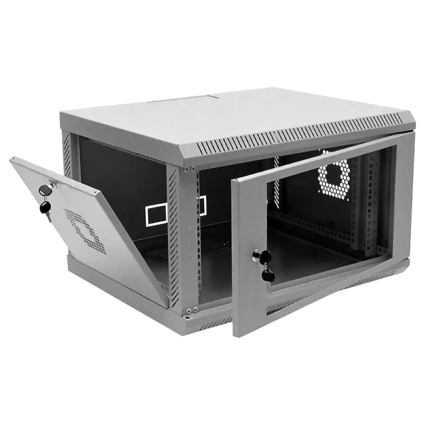 19" 6U, 600х500х373 мм акрилове скло сіра Шафа